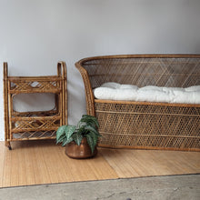 Load image into Gallery viewer, Vintage 60's Rattan Rolling Cart