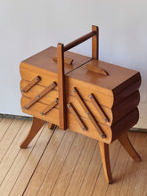 Load image into Gallery viewer, Antique Accordion Sewing Box Made in Japan
