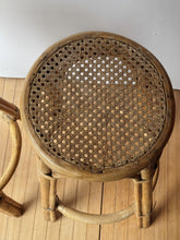 Load image into Gallery viewer, 1970’s Vintage Pair Cane and Rattan Stools