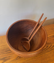 Load image into Gallery viewer, Vintage Genuine Teak Bowl w/ Servers