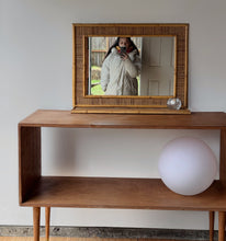 Load image into Gallery viewer, Vintage Mid Century Rattan &amp; Bamboo Woven Mirror with Shelf