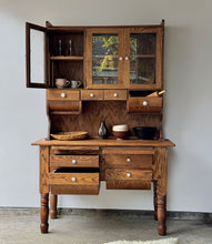 Load image into Gallery viewer, Antique Primitive Oak Possum Belly Kitchen Hutch