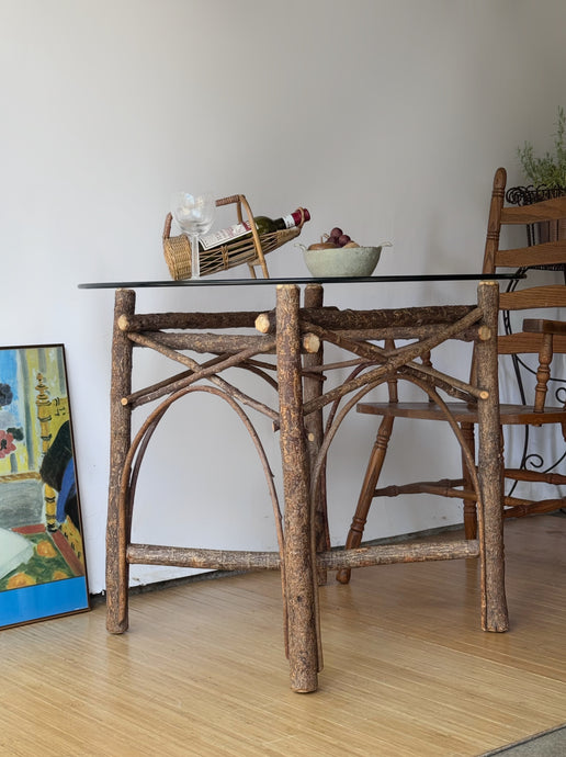 Primitive Vintage Glass Dining Table