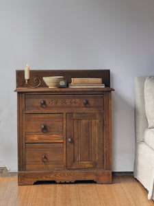 Antique Oak Wooden Cabinet/ 1900's Early Washstand