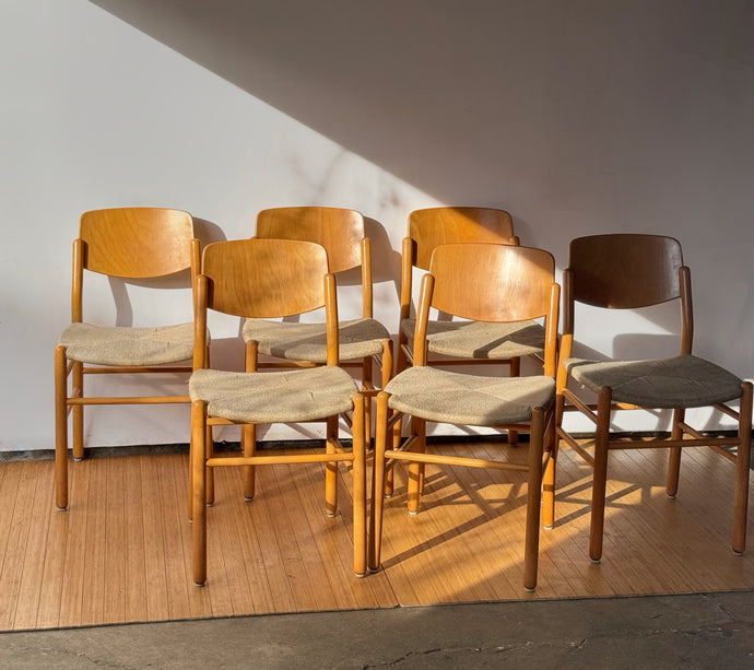 Vintage Danish Set of 6 Beechwood Chairs