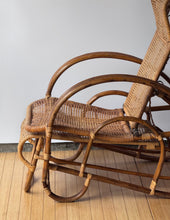 Load image into Gallery viewer, Vintage Rattan Chaise Reclining Lounger