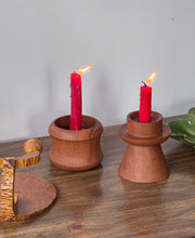 Load image into Gallery viewer, Vintage Danish Teak Candle Holders