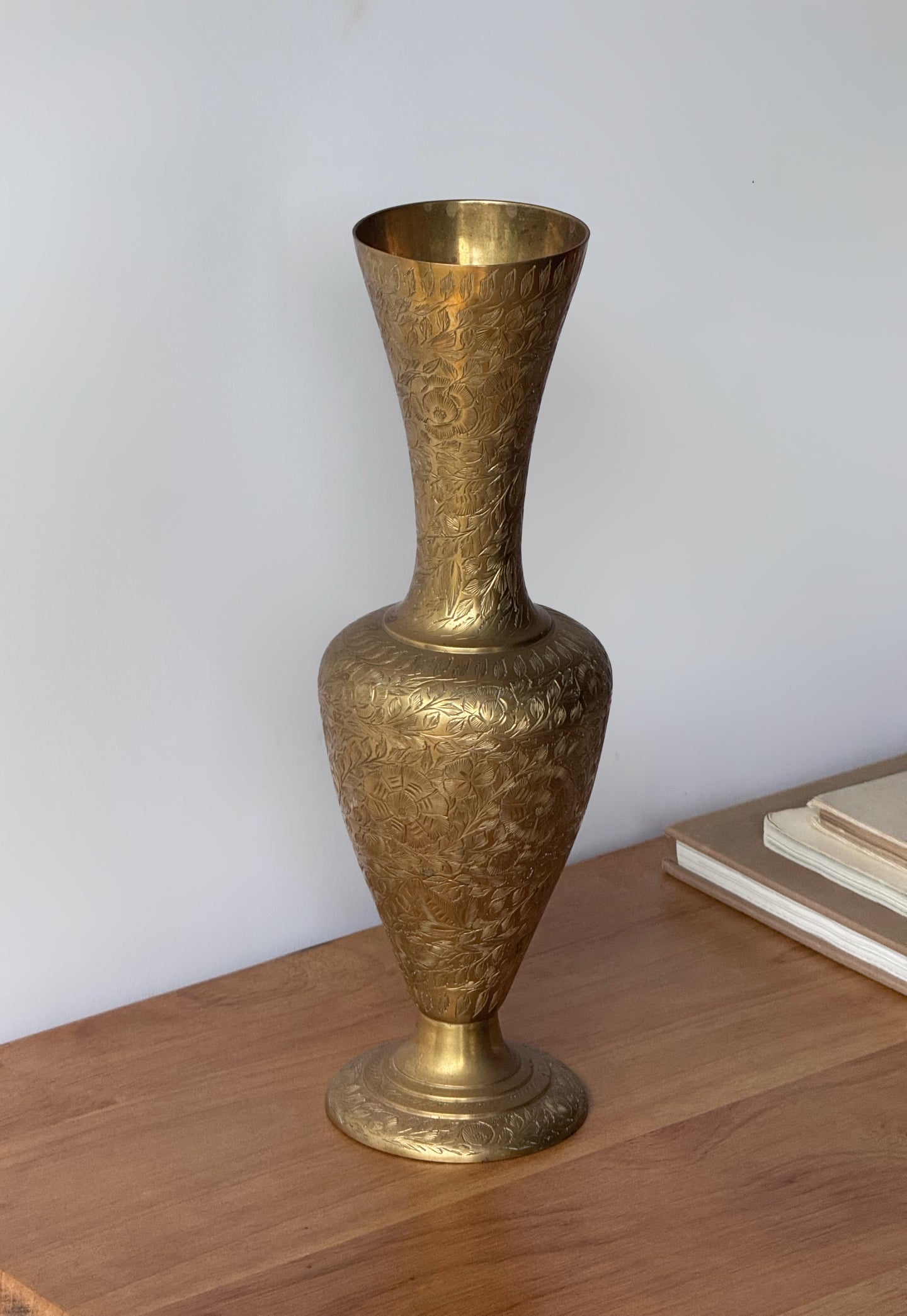 Vintage Brass Etched Vase