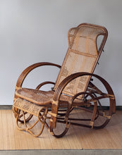 Load image into Gallery viewer, Vintage Rattan Chaise Reclining Lounger
