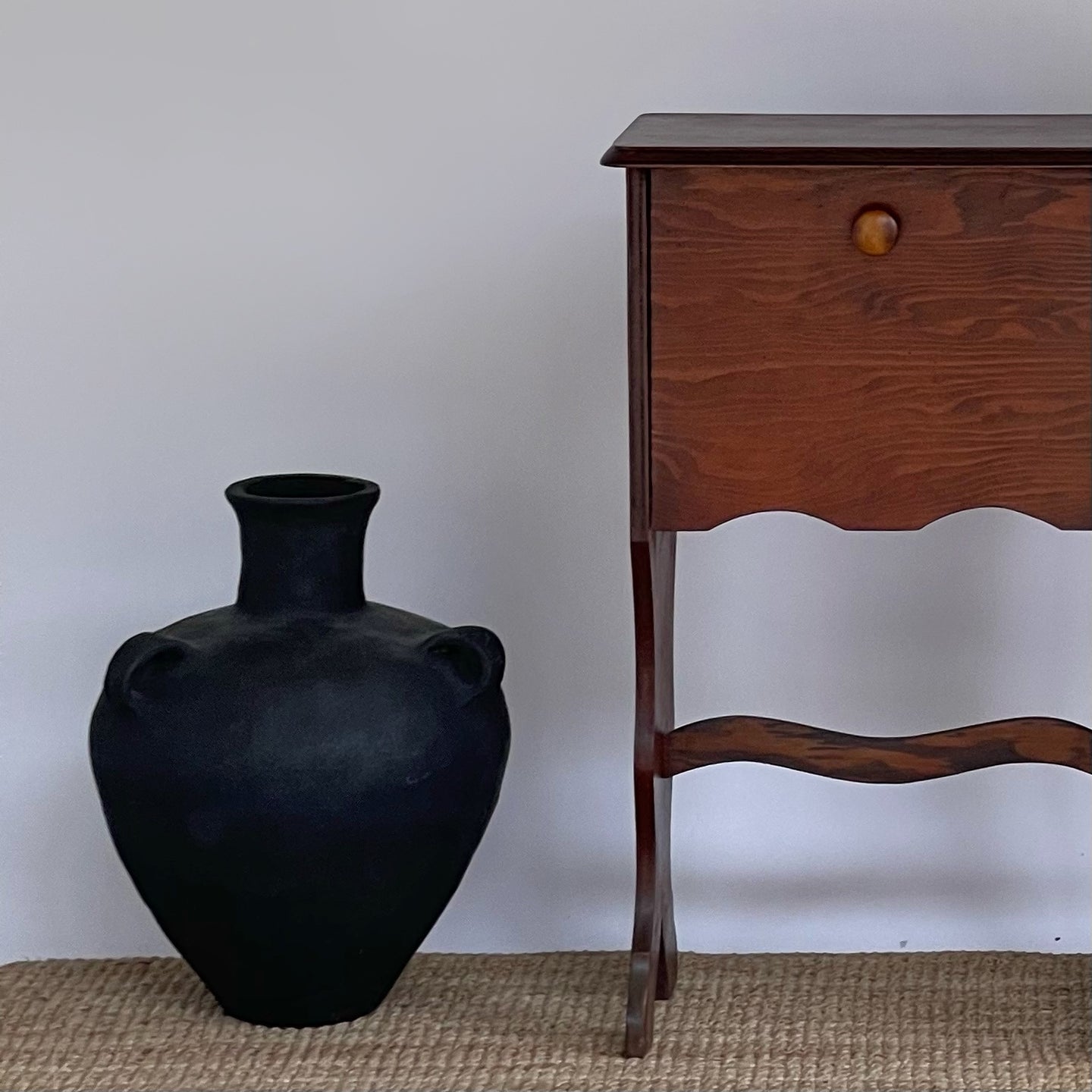 Large Black Pottery with Handles