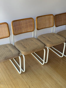 Set of 4 1970's Cantilever Cane Dining Chairs