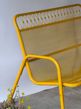 Load image into Gallery viewer, MCM Mustard Yellow Metal Outdoor Bench