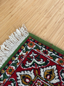 Vintage Hand Knotted Wool Rug -Christmas Inspired