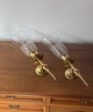 Load image into Gallery viewer, Antique Brass Sconce Candlestick Pair