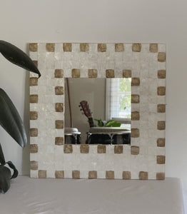 Vintage Checkered Capiz Shell Mirror