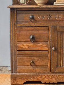 Antique Oak Wooden Cabinet/ 1900's Early Washstand