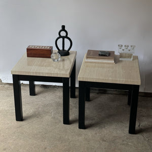 Vintage Faux Travertine End Tables