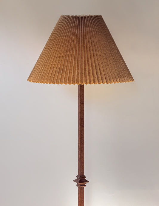 Vintage Iron Floor Lamp with Pleated Shade