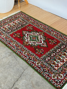 Vintage Hand Knotted Wool Rug -Christmas Inspired