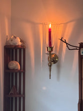 Load image into Gallery viewer, Antique Brass Sconce Candlestick Pair