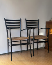 Load image into Gallery viewer, Pair of Black Italian Ladder Back Chairs