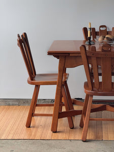 Vintage Handcrafted Swedish Wooden Dining Set