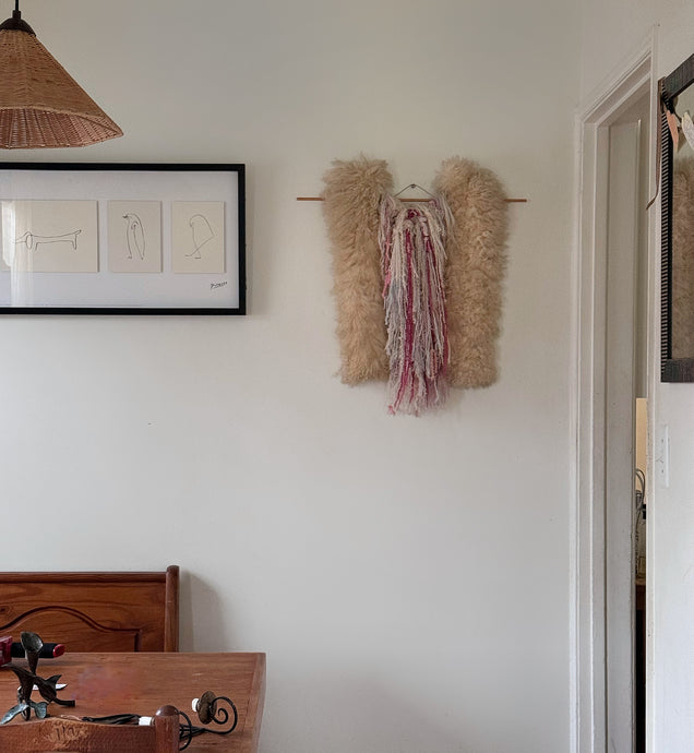 1970'S Sheepskin Fiber Art Wallhanging