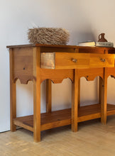 Load image into Gallery viewer, Vintage Pine Scalloped Console Table