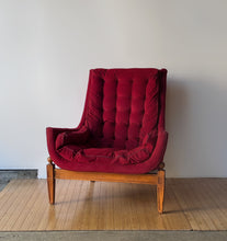 Load image into Gallery viewer, 1970's Tufted Red High Back Lounger