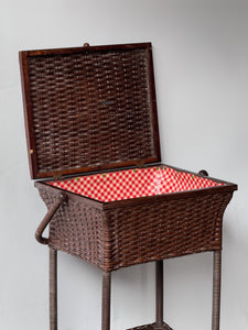 Folk Antique Wicker & Rattan Basket Table