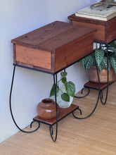 Load image into Gallery viewer, Vintage Pair of Handcrafted Wood + Iron Nightstands/End Tables