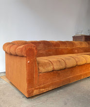 Load image into Gallery viewer, 1970’s Plush Velvet Sofa in Red Orange Upholstery