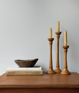 Set of 3 Wooden Candle Holders