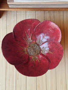 Vintage Handmade Red Poppy Bowl