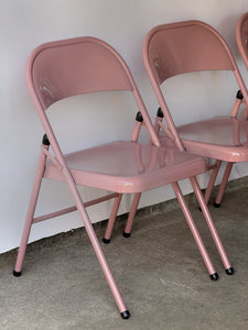 Vintage 1970's Pink Folding Chairs- Set of 3