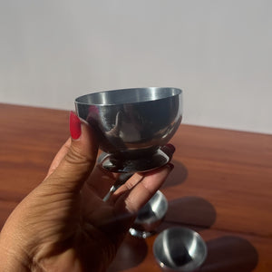 Set of 6 Vintage Silver Ice Cream Cups