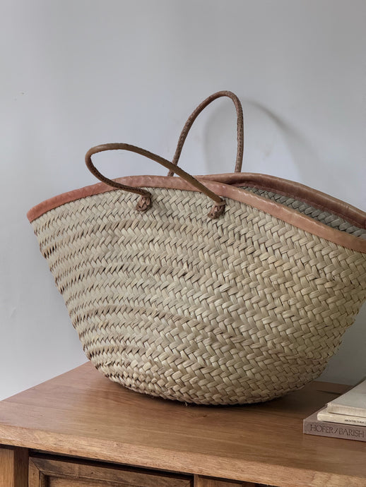 XL Leather Straw Market Bag