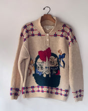 Load image into Gallery viewer, Vintage Christmas Sweater with Kittens