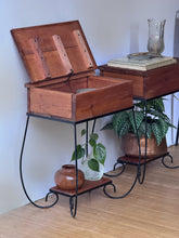 Load image into Gallery viewer, Vintage Pair of Handcrafted Wood + Iron Nightstands/End Tables