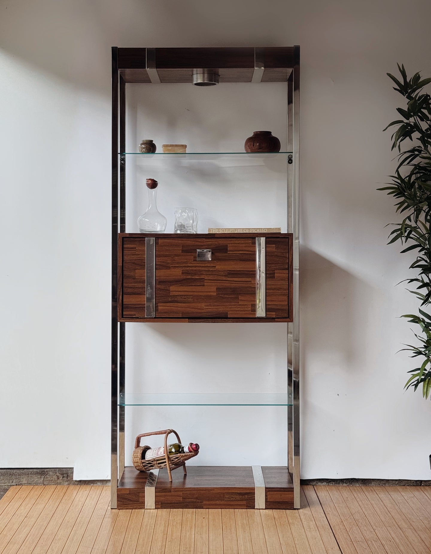 Mid Century Modern Chrome & Glass Etagere/ Desk