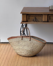 Load image into Gallery viewer, XL Leather Straw Market Bag