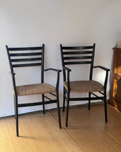 Load image into Gallery viewer, Pair of Black Italian Ladder Back Chairs