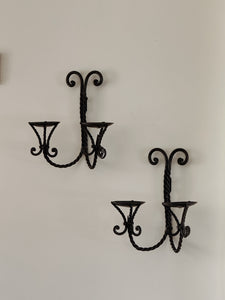 Vintage Pair of Spanish Double Pillar Wall Sconce
