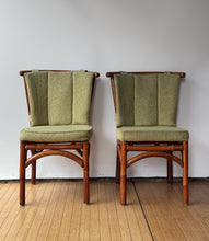 Load image into Gallery viewer, Pair of Vintage Upholstered Rattan Chairs