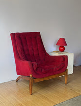 Load image into Gallery viewer, 1970's Tufted Red High Back Lounger