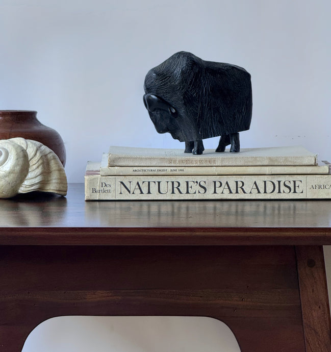 Vintage Muskox Stone Sculpture