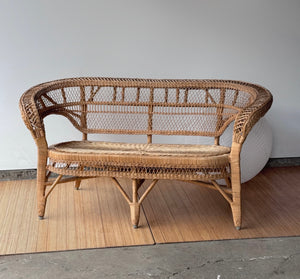 1970's Wicker Loveseat Sofa