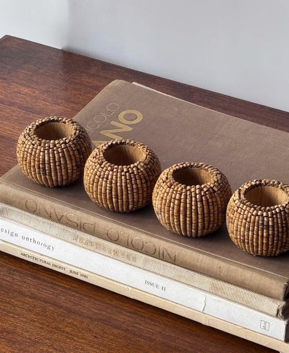 Set of 4 Beaded Napkin Rings