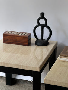 Vintage Faux Travertine End Tables