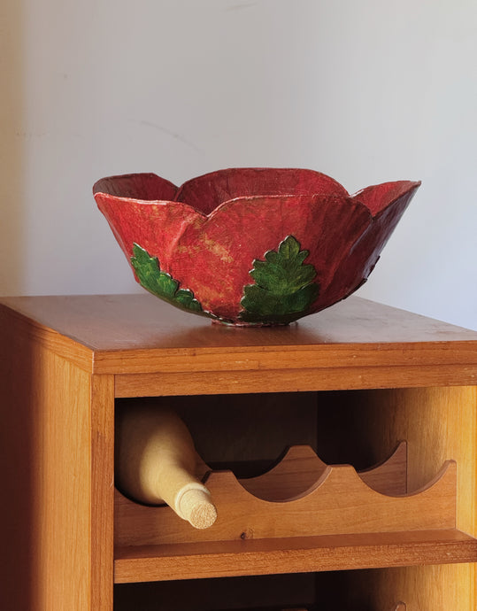 Vintage Handmade Red Poppy Bowl